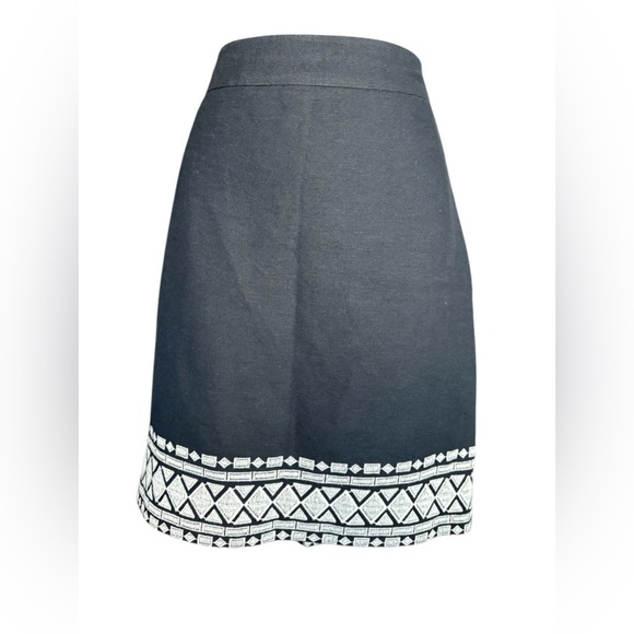 Kate Spade Skirt the Rules skirt Tribal Geometric embroidered trim sz 8 black - Picture 2 of 9